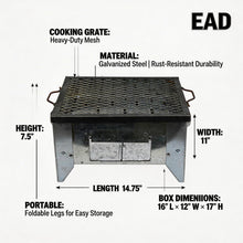 Portable Metal Charcoal Grill with Mesh Grate - Compact Tabletop BBQ Stove