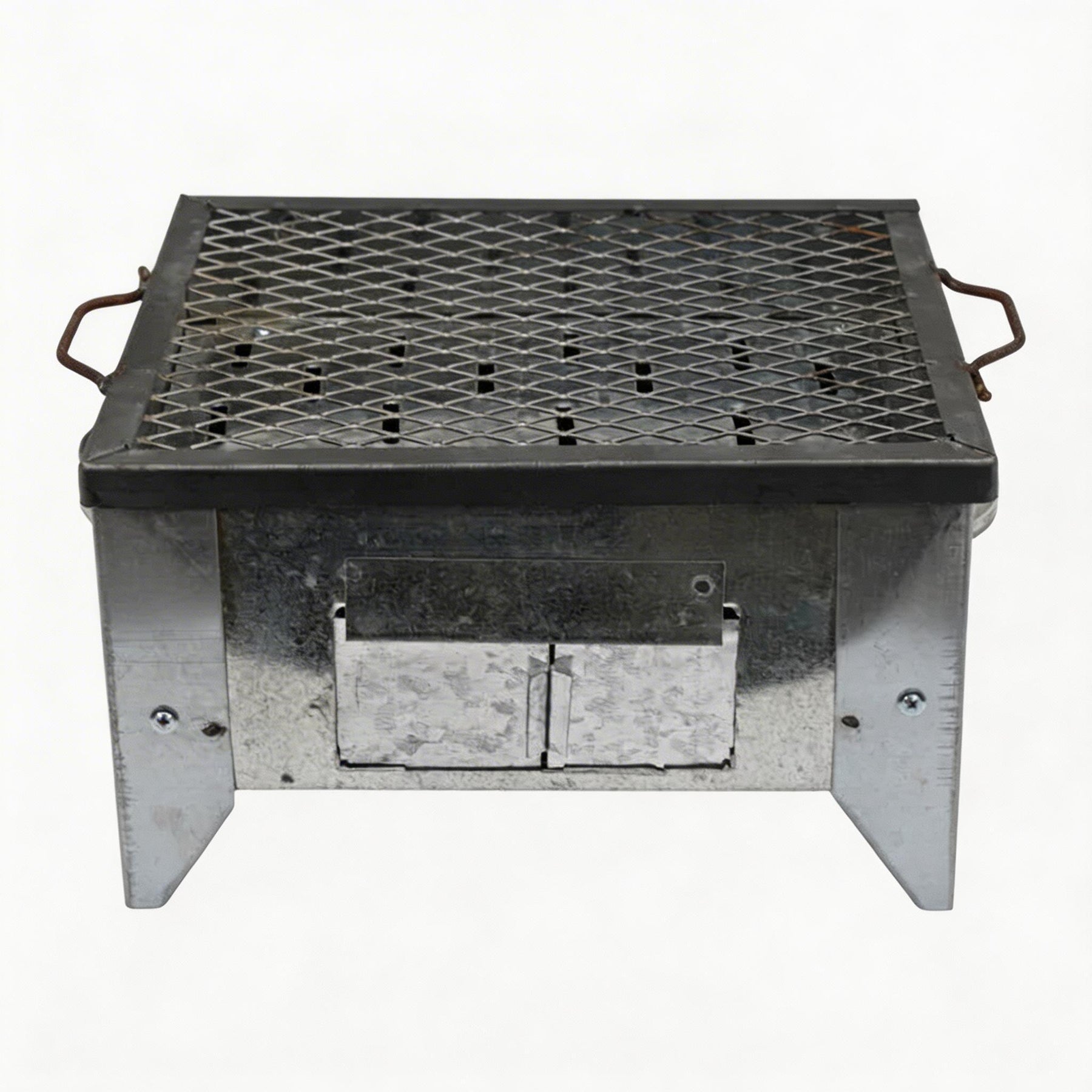 Portable Metal Charcoal Grill with Mesh Grate - Compact Tabletop BBQ Stove