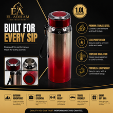 Premium Thermal Water Flask 1.0L - Red and Silver Vacuum Insulated
