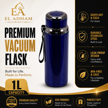 Premium Thermal Water Flask 1.0L - Blue Vacuum Insulated