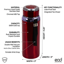 Premium Thermal Water Flask 1.0L - Red Vacuum Insulated