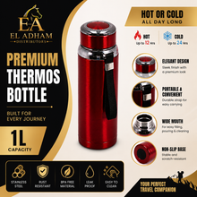 Premium Thermal Water Flask 1.0L - Red Vacuum Insulated