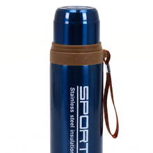 41 oz Stainless Steel Vacuum Insulated Sports Thermos Bottle with Carry Strap - Blue