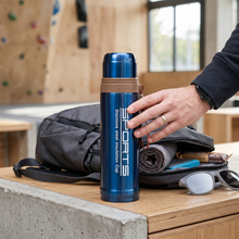 41 oz Stainless Steel Vacuum Insulated Sports Thermos Bottle with Carry Strap - Blue