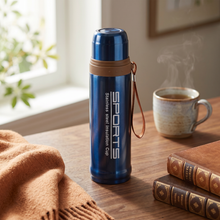 41 oz Stainless Steel Vacuum Insulated Sports Thermos Bottle with Carry Strap - Blue