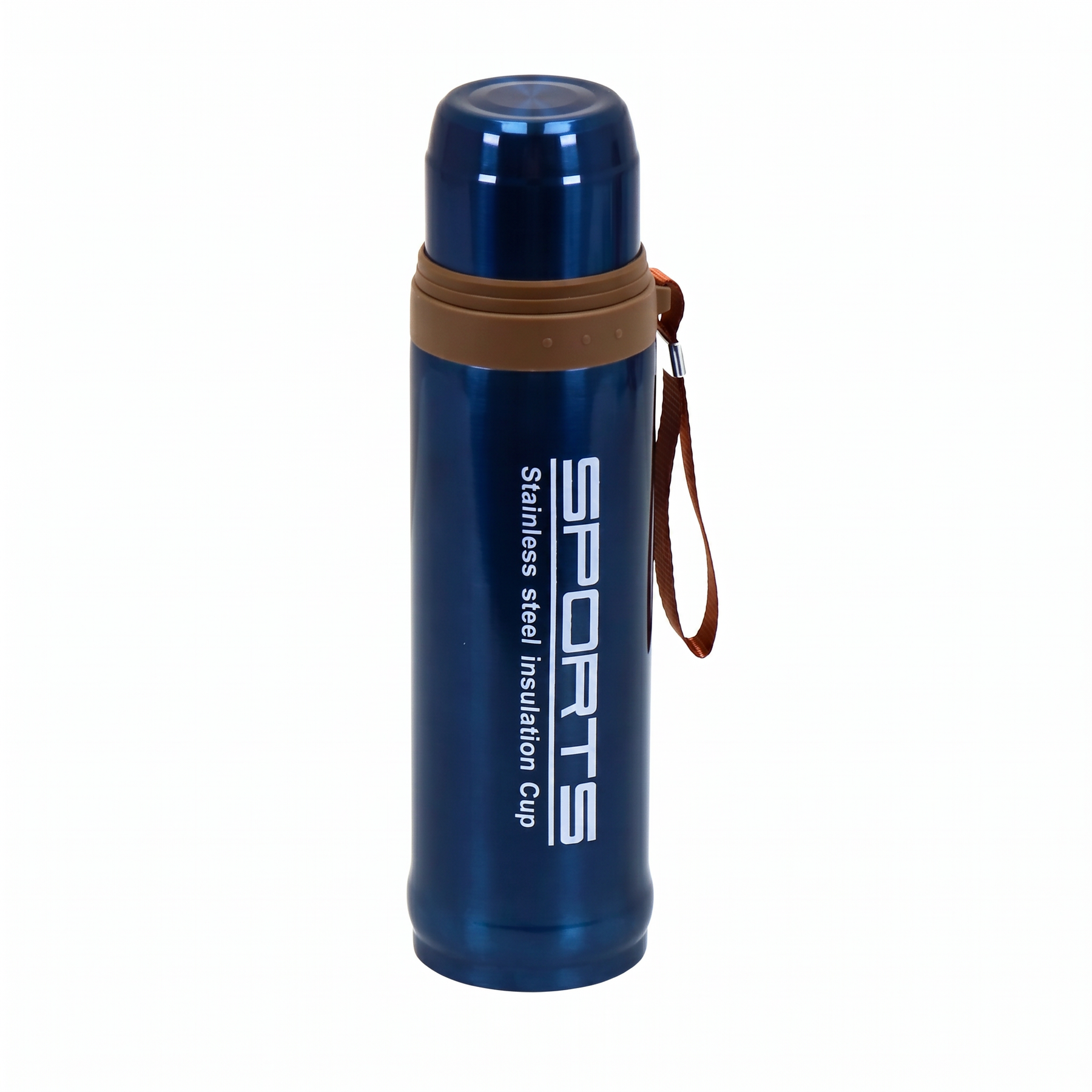 41 oz Stainless Steel Vacuum Insulated Sports Thermos Bottle with Carry Strap - Blue