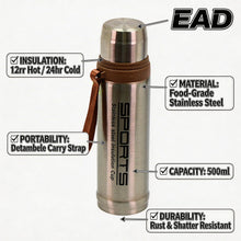 40 oz Stainless Steel Vacuum Insulated Sports Thermos Bottle with Carry Strap - Silver