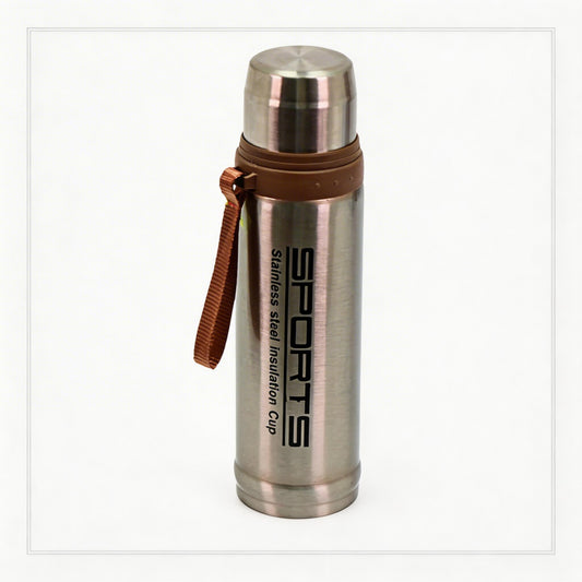 40 oz Stainless Steel Vacuum Insulated Sports Thermos Bottle with Carry Strap - Silver