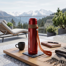 42 oz Stainless Steel Vacuum Insulated Sports Thermos Bottle with Carry Strap - Red