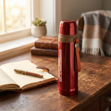 42 oz Stainless Steel Vacuum Insulated Sports Thermos Bottle with Carry Strap - Red
