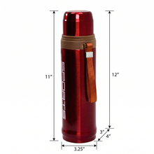 42 oz Stainless Steel Vacuum Insulated Sports Thermos Bottle with Carry Strap - Red
