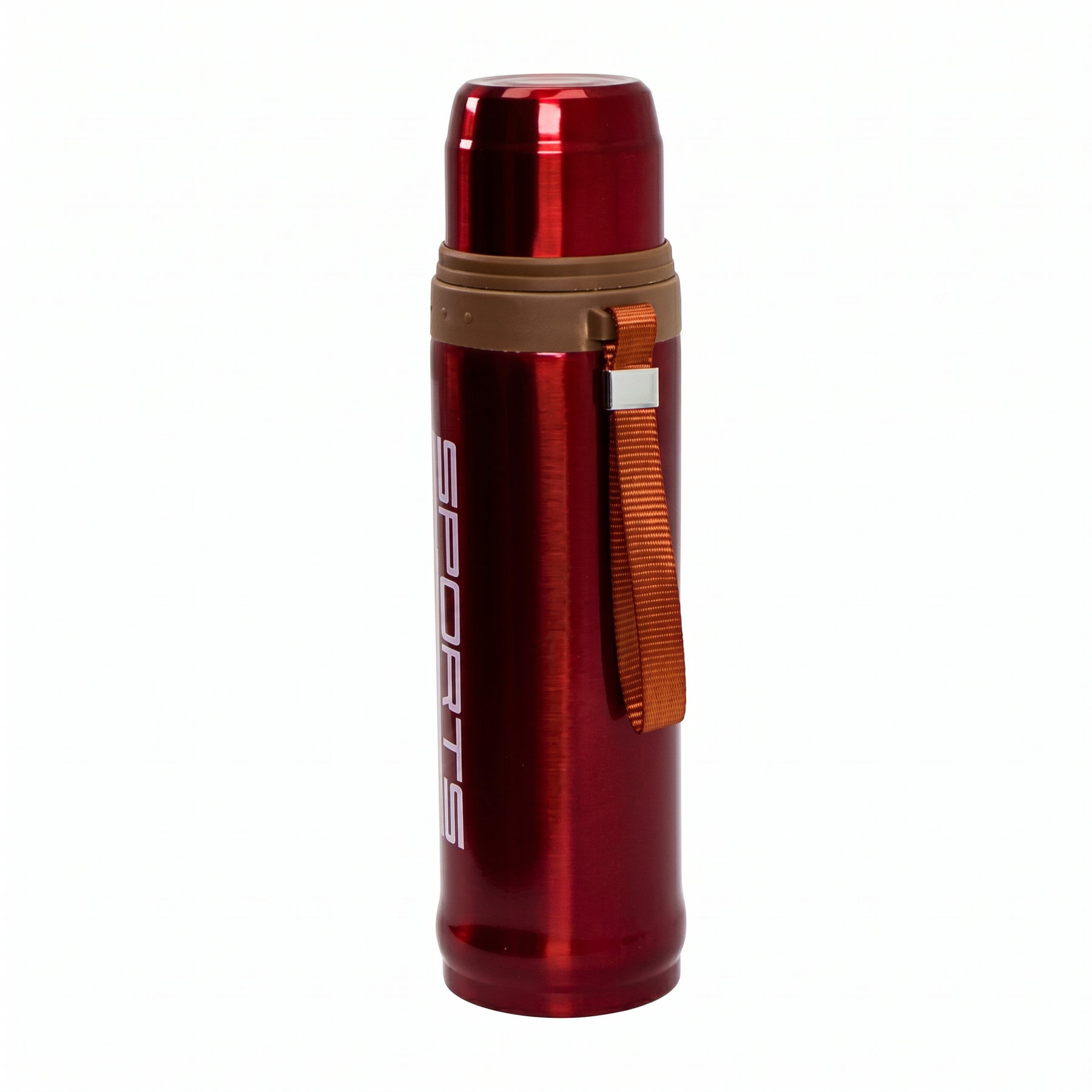 42 oz Stainless Steel Vacuum Insulated Sports Thermos Bottle with Carry Strap - Red