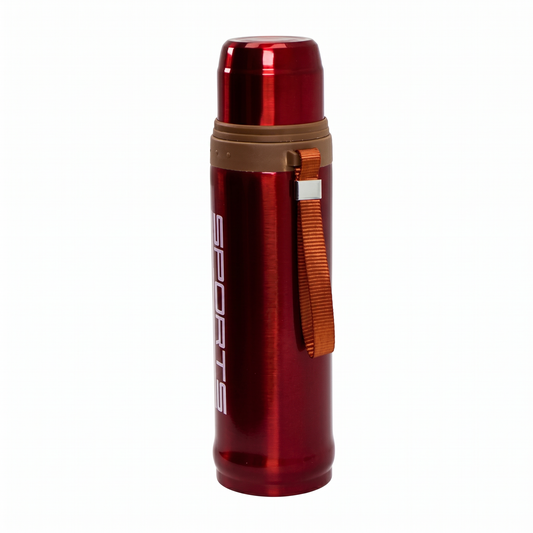 42 oz Stainless Steel Vacuum Insulated Sports Thermos Bottle with Carry Strap - Red