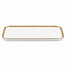 Set of 6 - Elegant White Gold Dinnerware - Glass Tray 14.17" x 7.48" x 1.26"
