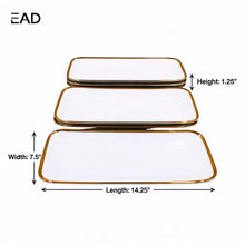 Set of 6 - Elegant White Gold Dinnerware - Glass Tray 14.17" x 7.48" x 1.26"