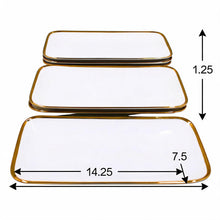 Set of 6 - Elegant White Gold Dinnerware - Glass Tray 14.17" x 7.48" x 1.26"