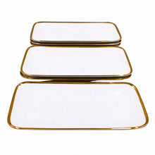 Set of 6 - Elegant White Gold Dinnerware - Glass Tray 14.17" x 7.48" x 1.26"