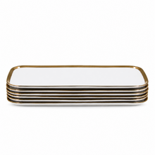 Set of 6 - Elegant White Gold Dinnerware - Glass Tray 14.17" x 7.48" x 1.26"