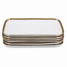Set of 6 - Elegant White Gold Dinnerware - Glass Tray 9.65" x 6.3" x 0.98"
