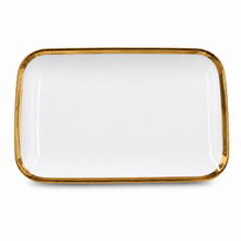 Set of 6 - Elegant White Gold Dinnerware - Glass Tray 9.65" x 6.3" x 0.98"