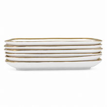 Set of 6 - Elegant White Gold Dinnerware - Glass Tray 9.65" x 6.3" x 0.98"