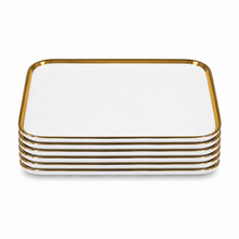 Set of 6 - Elegant White Gold Dinnerware - Glass Dish 10.04" x 0.71"