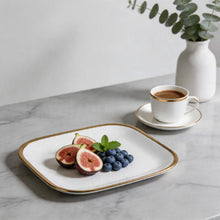 Set of 6 - Elegant White Gold Dinnerware - Glass Dish 10.04" x 0.71"