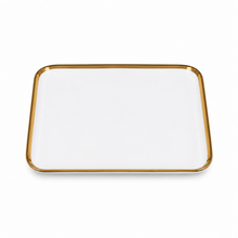Set of 6 - Elegant White Gold Dinnerware - Glass Dish 10.04" x 0.71"