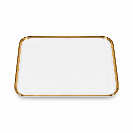 Set of 6 - Elegant White Gold Dinnerware - Glass Dish 10.04" x 0.71"