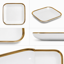 Set of 6 - Elegant White Gold Dinnerware- Glass Dish 8.27" x 0.71"
