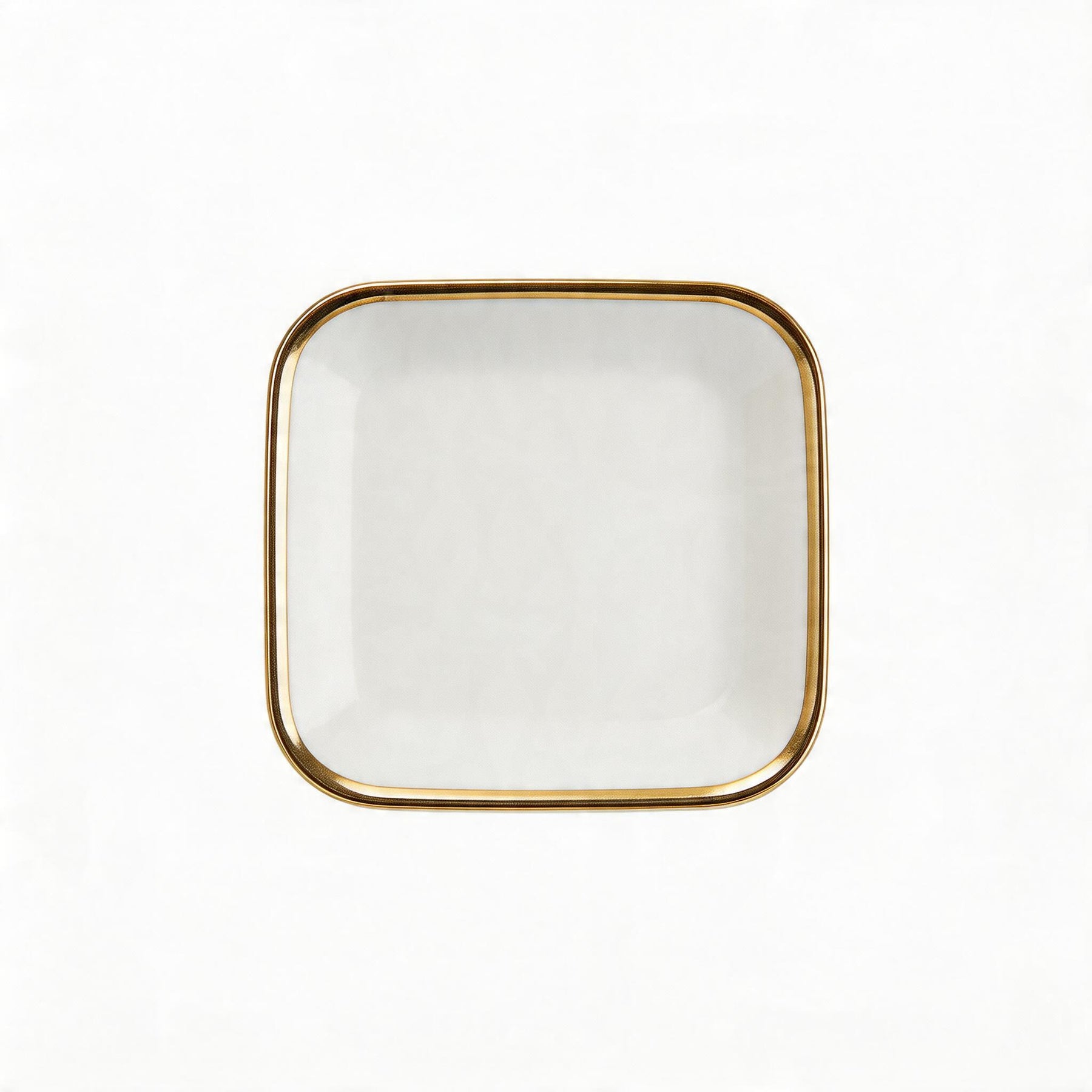 Set of 6 - Elegant White Gold Dinnerware- Glass Dish 8.27" x 0.71"