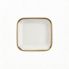 Set of 6 - Elegant White Gold Dinnerware- Glass Dish 8.27" x 0.71"