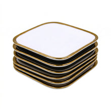 Set of 6 - Elegant White Gold Dinnerware - Glass Dish 5.91" x 0.59"