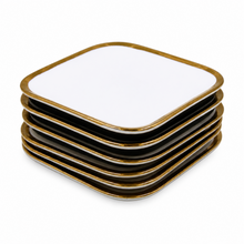Set of 6 - Elegant White Gold Dinnerware - Glass Dish 5.91" x 0.59"