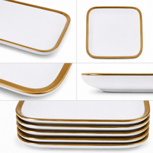 Set of 6 - Elegant White Gold Dinnerware - Glass Dish 5.91" x 0.59"