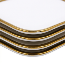 Set of 6 - Elegant White Gold Dinnerware - Glass Dish 5.91" x 0.59"