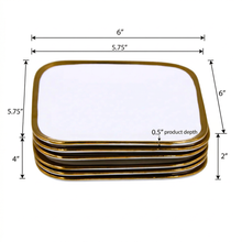 Set of 6 - Elegant White Gold Dinnerware - Glass Dish 5.91" x 0.59"
