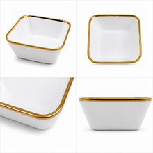Set of 6 - Elegant White Gold Dinnerware - Glass Bowl 8.82" x 3.07"