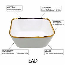 Set of 6 - Elegant White Gold Dinnerware - Glass Bowl 8.82" x 3.07"