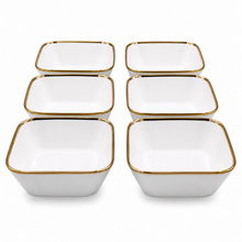 Set of 6 - Elegant White Gold Dinnerware - Glass Bowl 7.01" x 2.56"