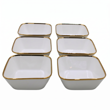 Set of 6 - Elegant White Gold Dinnerware - Glass Bowl 7.01" x 2.56"