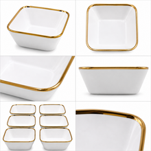 Set of 6 - Elegant White Gold Dinnerware - Glass Bowl 7.01" x 2.56"