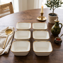 Set of 6 - Elegant White Gold Dinnerware - Glass Bowl 7.01" x 2.56"