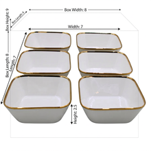 Set of 6 - Elegant White Gold Dinnerware - Glass Bowl 7.01" x 2.56"