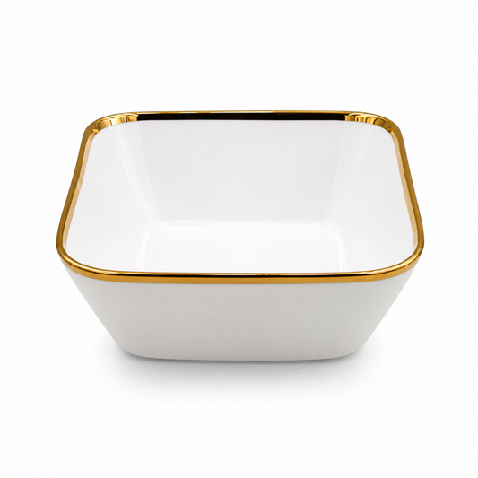 Set of 6 - Elegant White Gold Dinnerware - Glass Bowl 7.01" x 2.56"