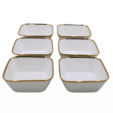 Set of 6 - Elegant White Gold Dinnerware - Glass Bowl 7.01" x 2.56"