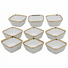 Set of 6 - Elegant White Gold Dinnerware - Glass Bowl 5.51" x 2.17"