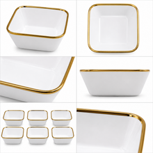 Set of 6 - Elegant White Gold Dinnerware - Glass Bowl 5.51" x 2.17"