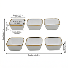 Set of 6 - Elegant White Gold Dinnerware - Glass Bowl 5.51" x 2.17"
