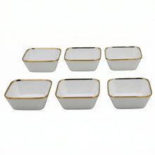 Set of 6 - Elegant White Gold Dinnerware - Glass Bowl 5.51" x 2.17"